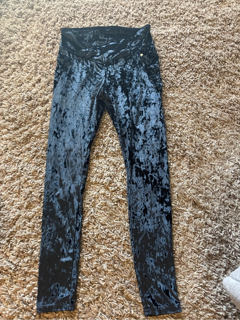 Black Crushed Velvet Leggings